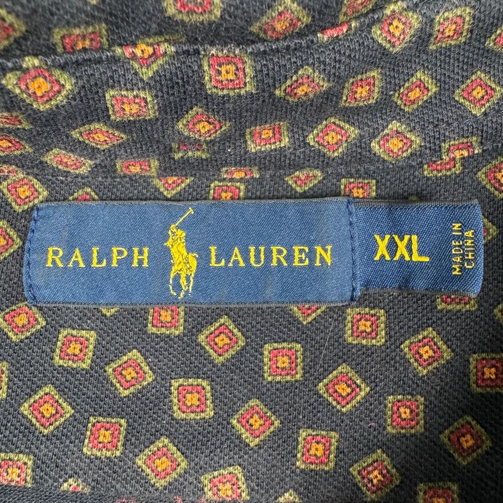Ralph Lauren Shirt Men's XXL Long Sleeve Mesh Polo Pullover Geometric Print AOP - Picture 2 of 8